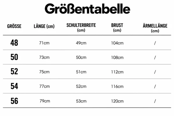 Größentabelle