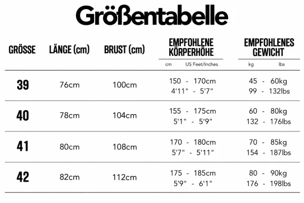 Größentabelle