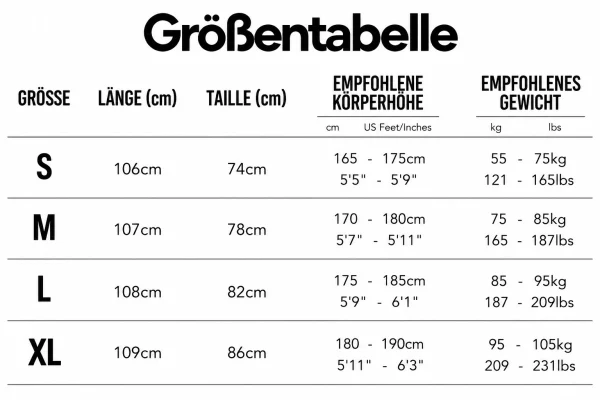 Größentabelle