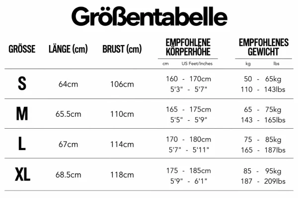 Größentabelle