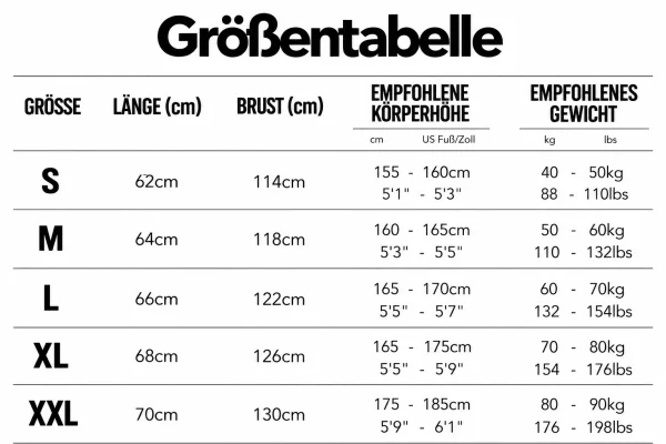 Größentabelle