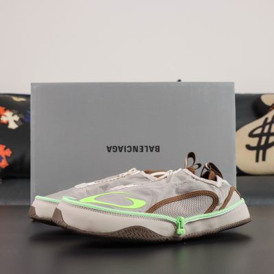 Ba1enci@ga Pocket Sneaker in Grau, Beige und Neongrün