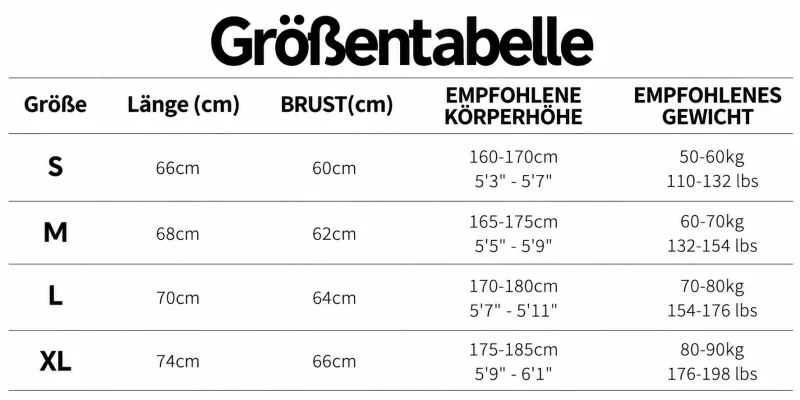 Größentabelle