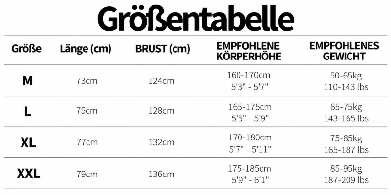 Größentabelle