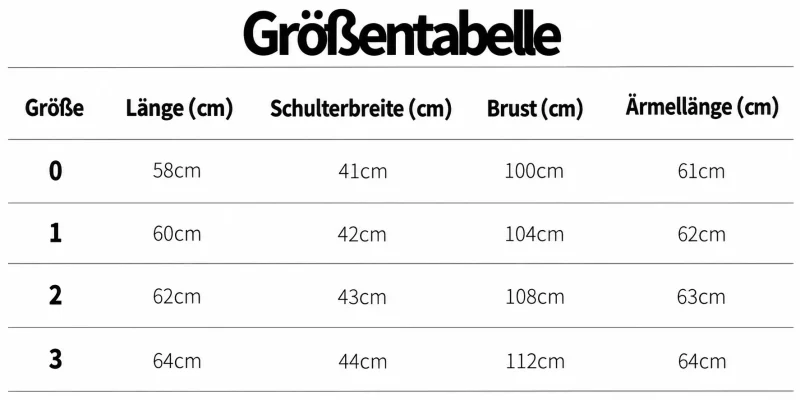 Größentabelle