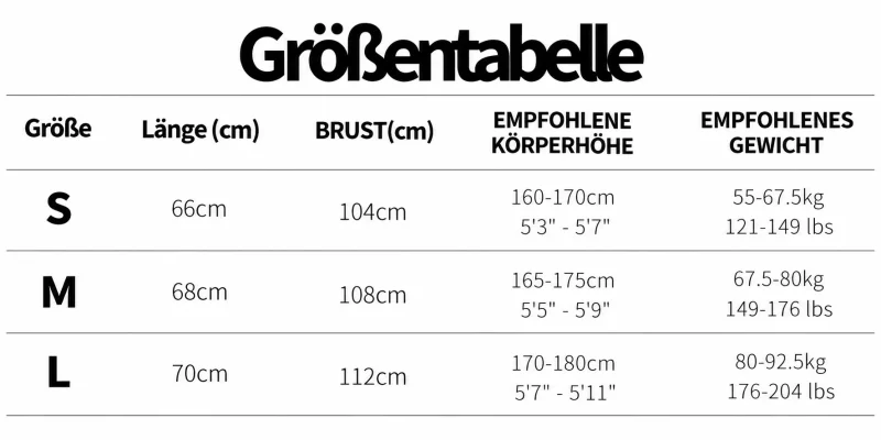 Größentabelle
