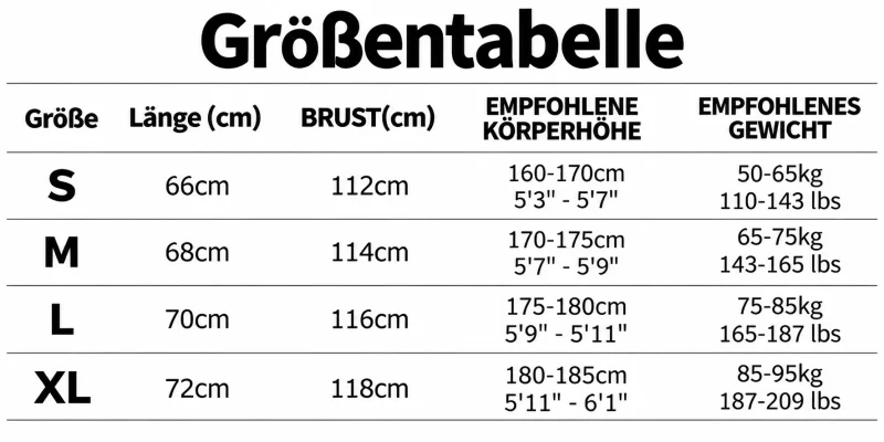 Größentabelle